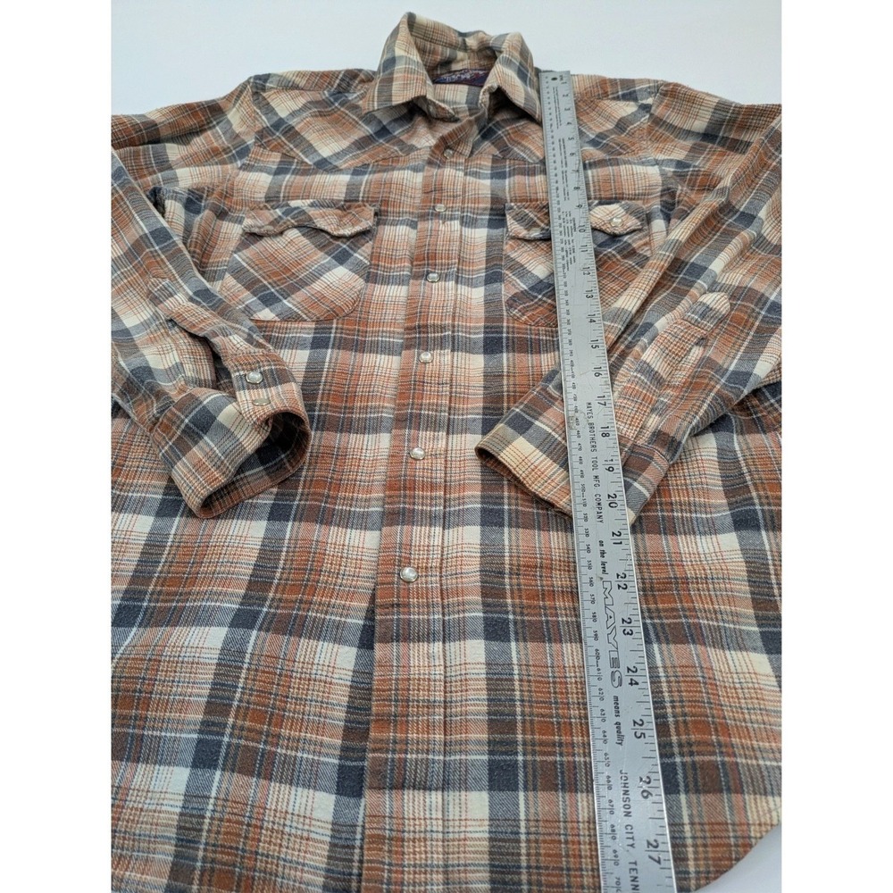 Vintage 1970s Gap Fashion Pioneers Plaid Western Snap Shirt 100% Cotton Medium - Picture 5 of 7